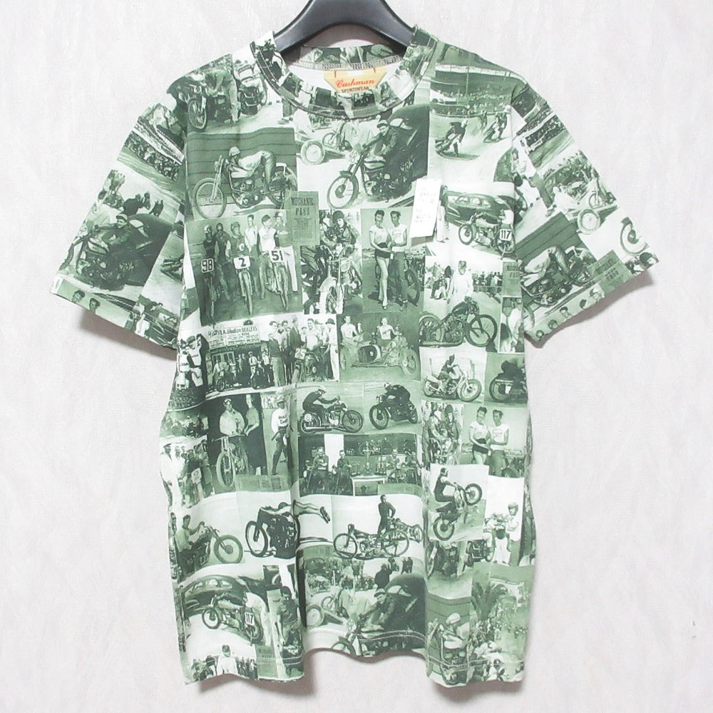 クッシュマン モーターサイクルフォトフルプリント半袖Tシャツ