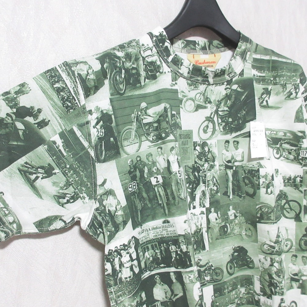 クッシュマン モーターサイクルフォトフルプリント半袖Tシャツ
