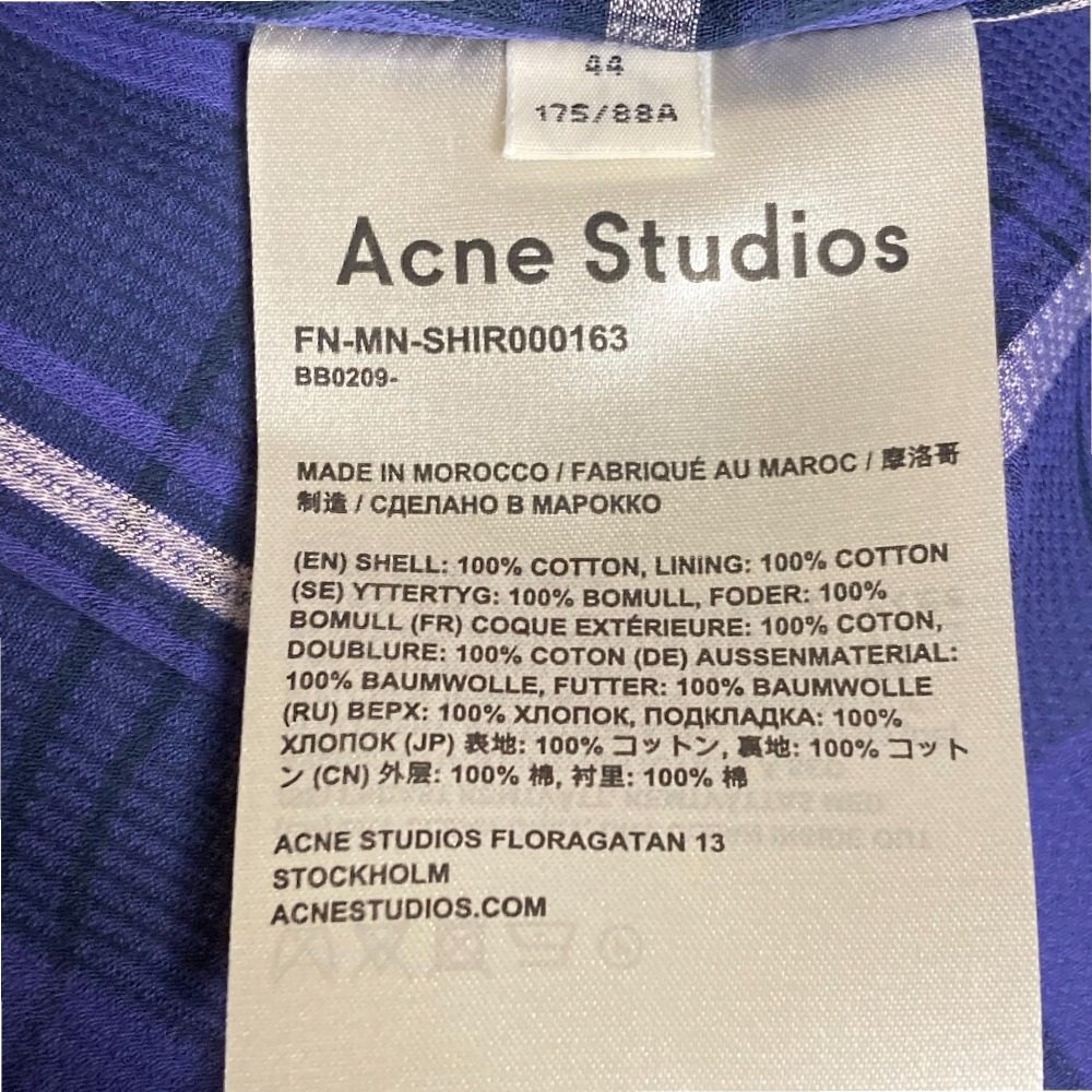 アクネストゥディオズ チェック半袖シャツ