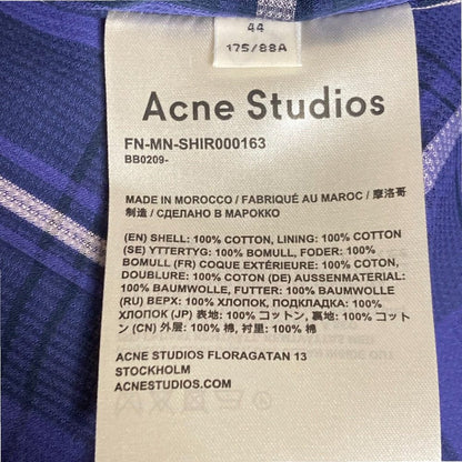 アクネストゥディオズ チェック半袖シャツ