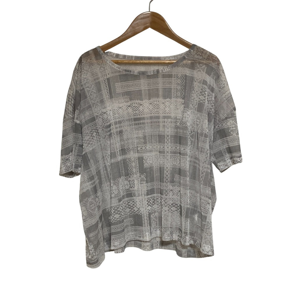 ワイズ TULLE LACE PRINT ルーズラウンドネックTシャツ