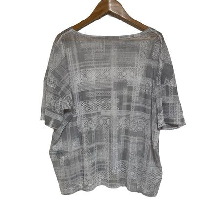 ワイズ TULLE LACE PRINT ルーズラウンドネックTシャツ