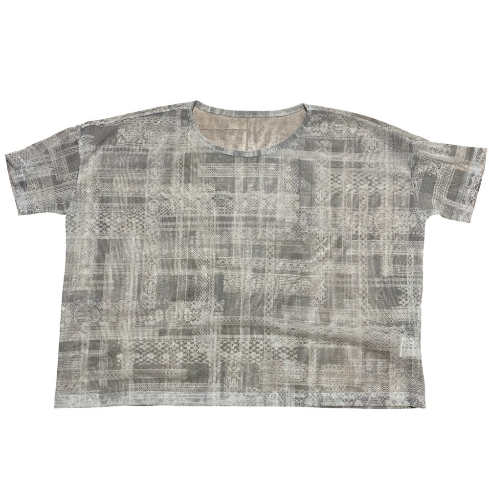 ワイズ TULLE LACE PRINT ルーズラウンドネックTシャツ