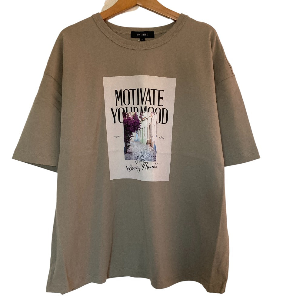 アンタイトル プリント コットン Tシャツ