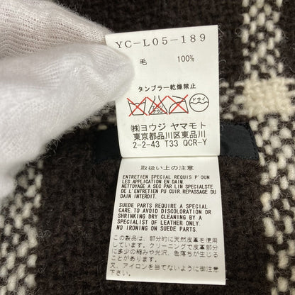 ヨウジヤマモト チェックフリンジマフラー