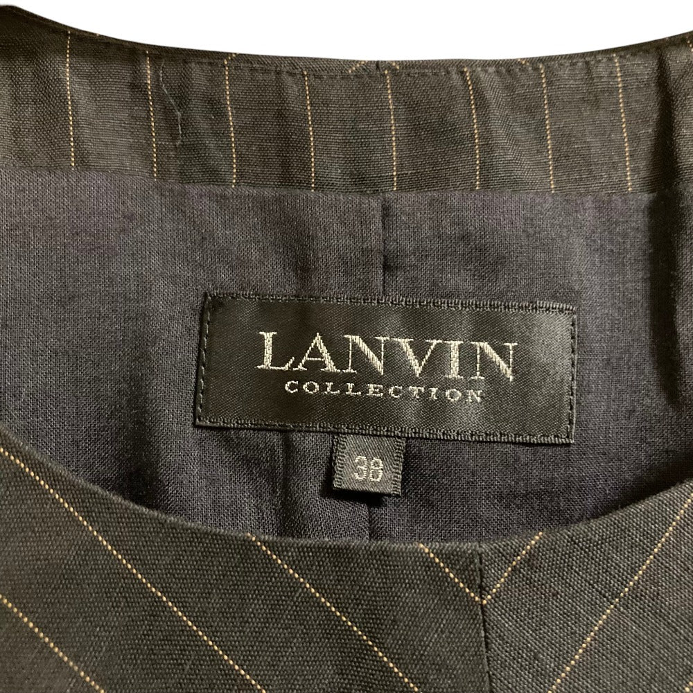 ランバンコレクション ヘリンボーンノースリーブワンピース