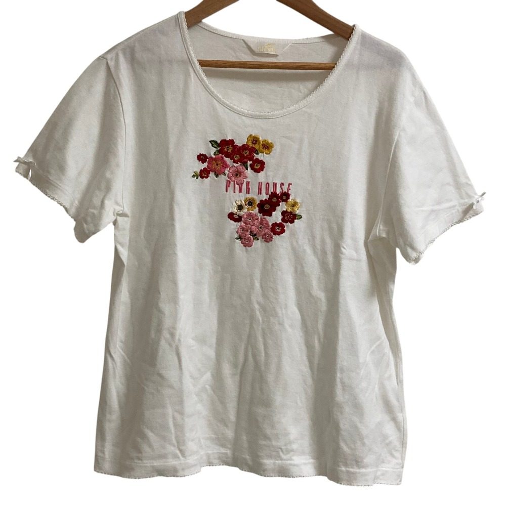 ピンクハウス 刺繍コットン半袖Tシャツ