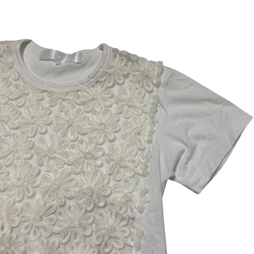 タオコムデギャルソン 綿天竺ナイロンチュール刺繍Tシャツ