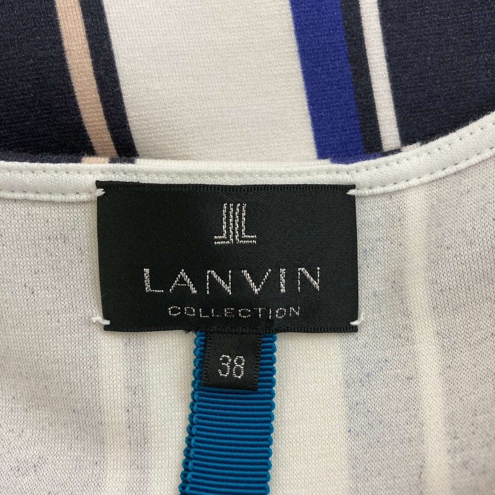 ランバンコレクション ストライプノースリーブワンピース