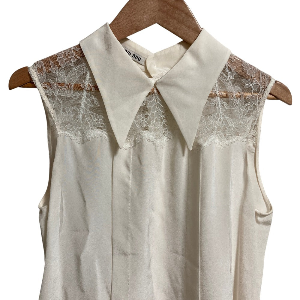 ミュウミュウ レースコンビノースリーブブラウス