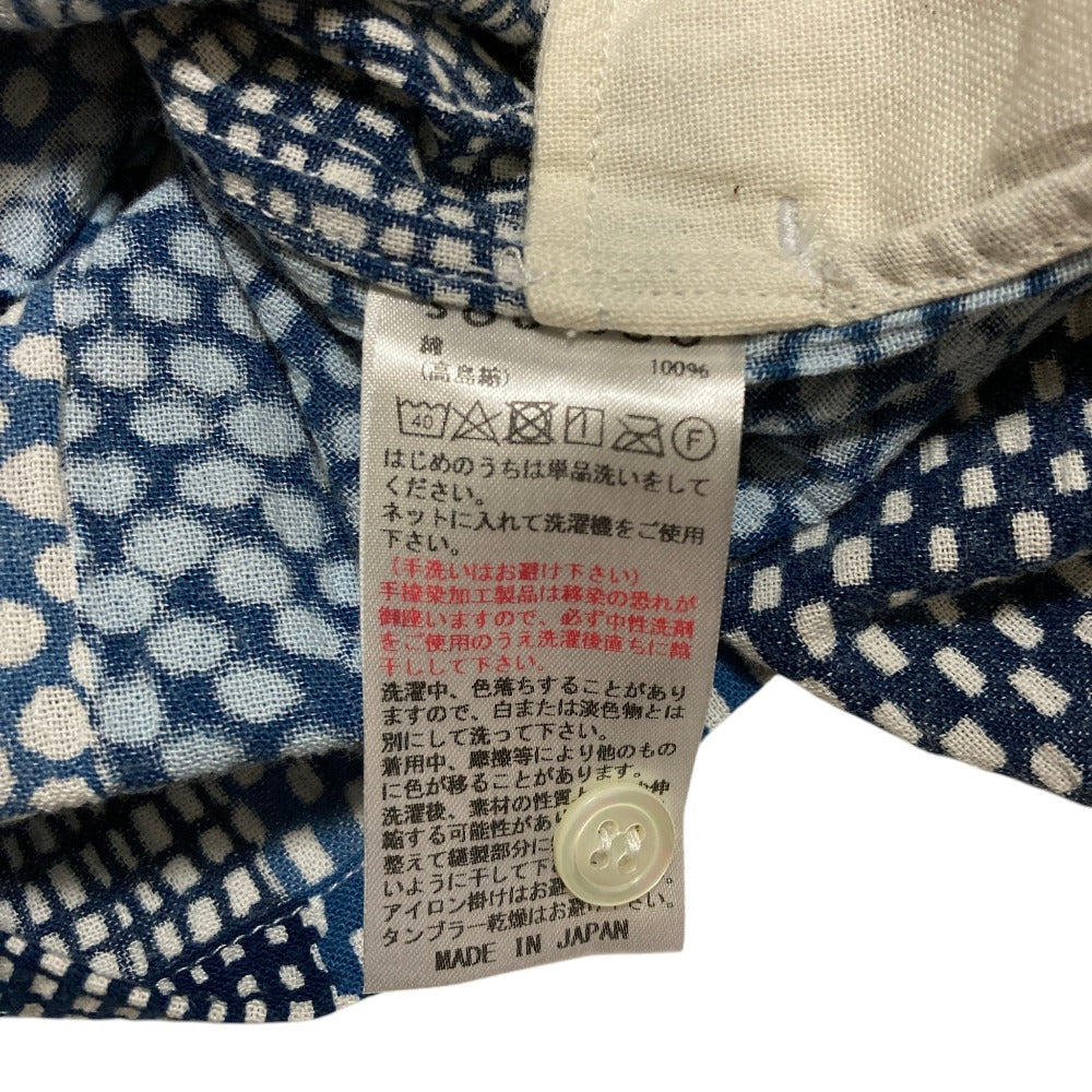 ソウソウ 高島縮藍捺染スタンドカラーシャツ