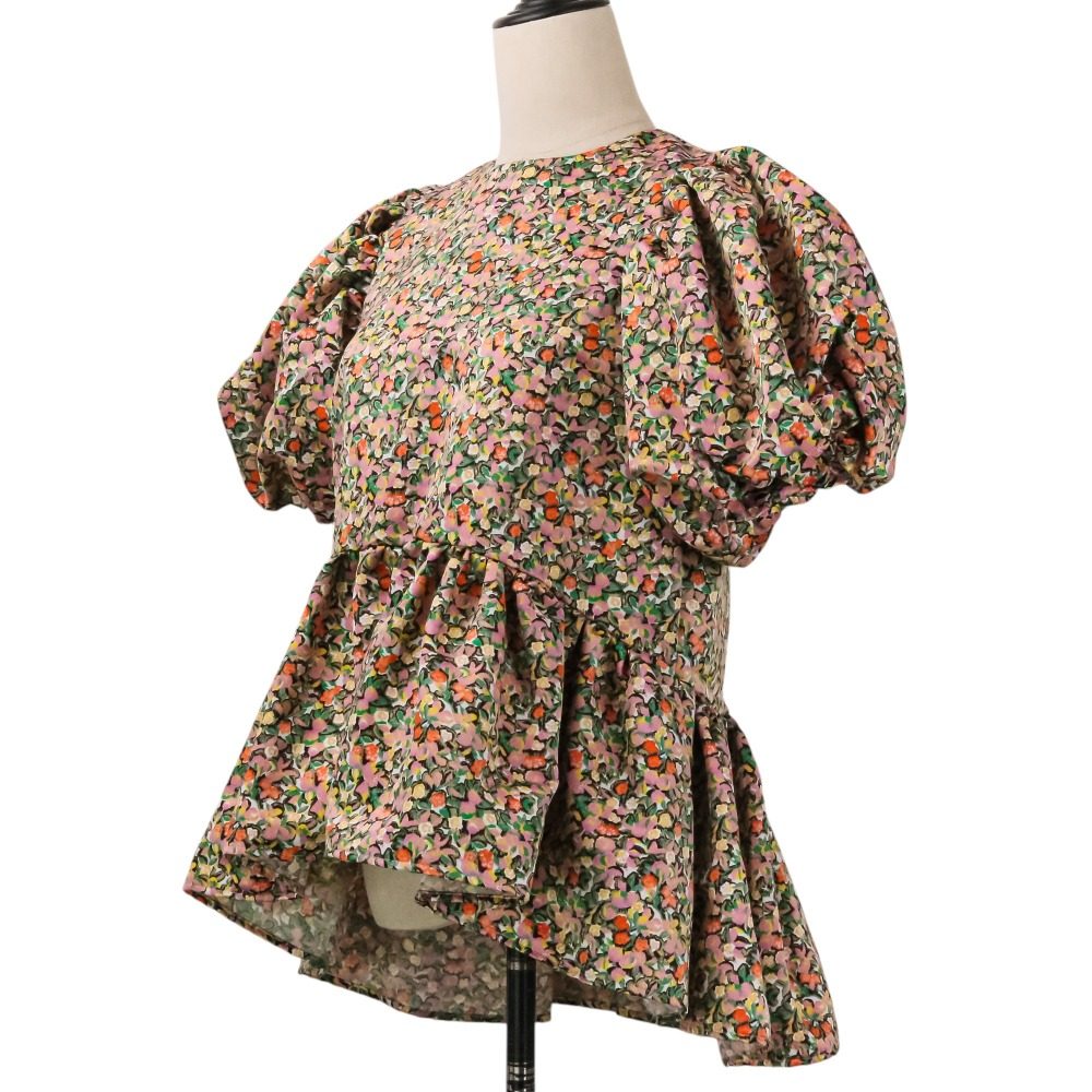 ツルバイマリコオイカワ Eleonore flower シルクペプラムブラウス