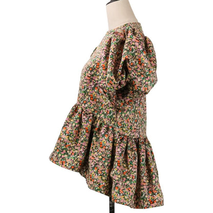 ツルバイマリコオイカワ Eleonore flower シルクペプラムブラウス