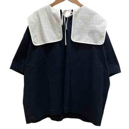 ヨリ フロッキードットカラ―コットン半袖Tシャツ