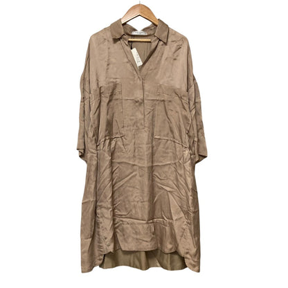 アドーア リネンブレンドロングシャツワンピース