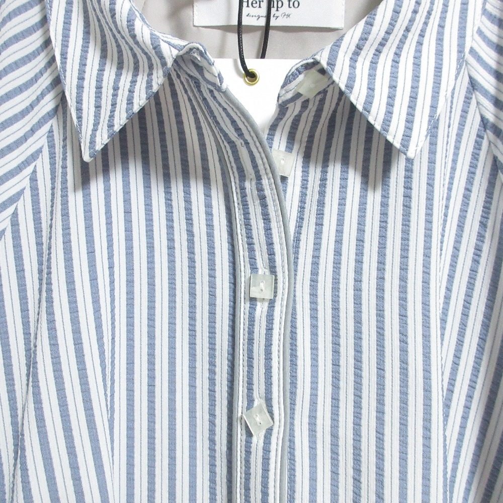 ハーリップトゥ Volume Sleeve Stripe ワンピース