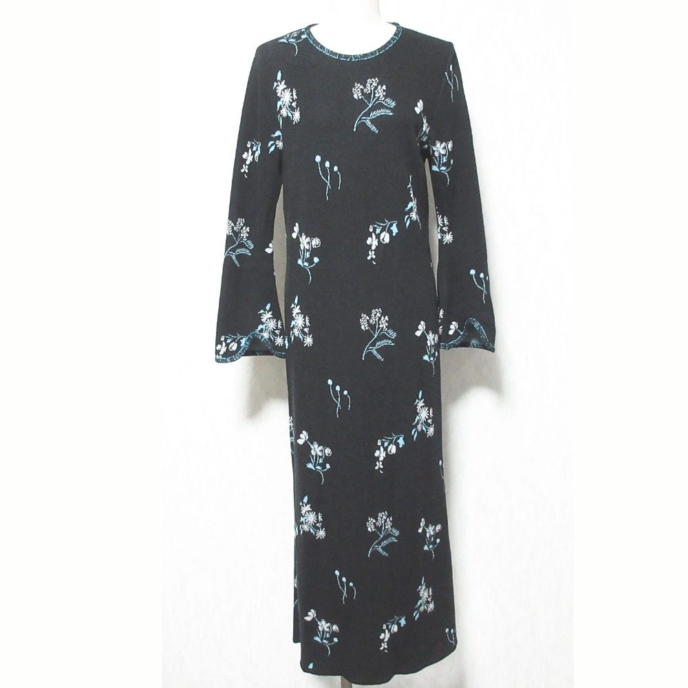 マメクロゴウチ Floral Jacquard ニットワンピース