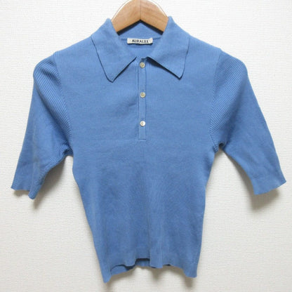 オーラリー GIZA HIGH GAUGE RIB KNIT POLO ハーフスリーブニットポロシャツ