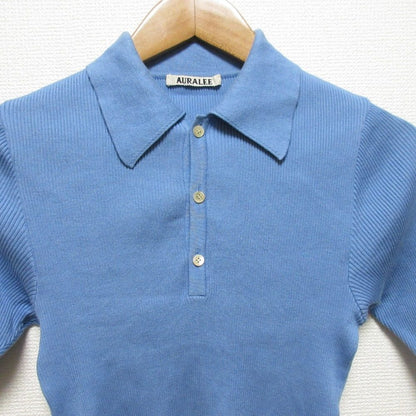 オーラリー GIZA HIGH GAUGE RIB KNIT POLO ハーフスリーブニットポロシャツ