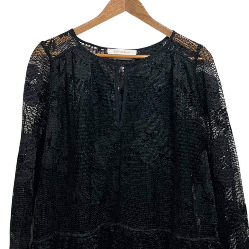 シーバイ クロエ フローラル メッシュ ドレス