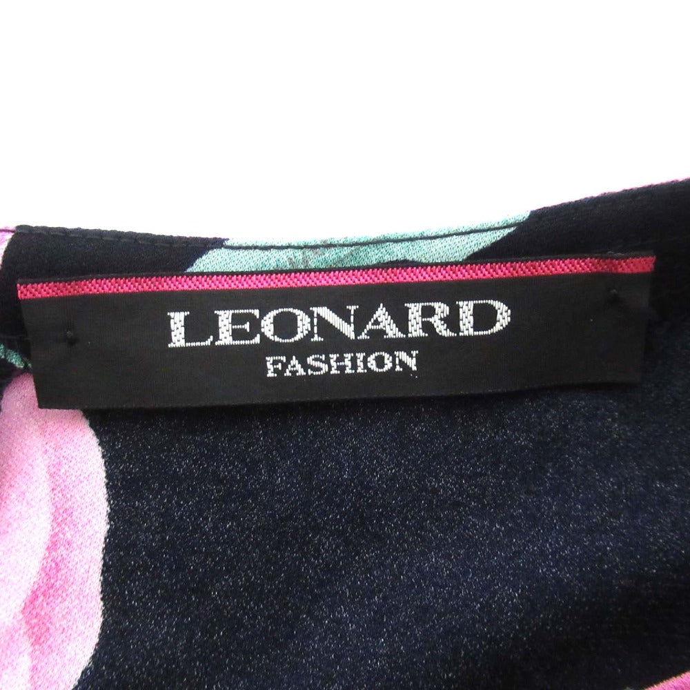 LEONARD カンカン ストレッチ フラワー プリント ドレス