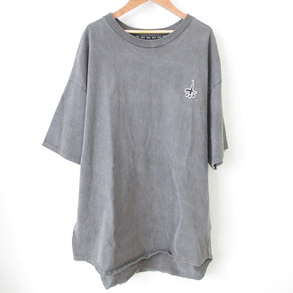CVTVLIST 刺繍ワッペン ハーフスリーブ クルーネック オーバーサイズTシャツ