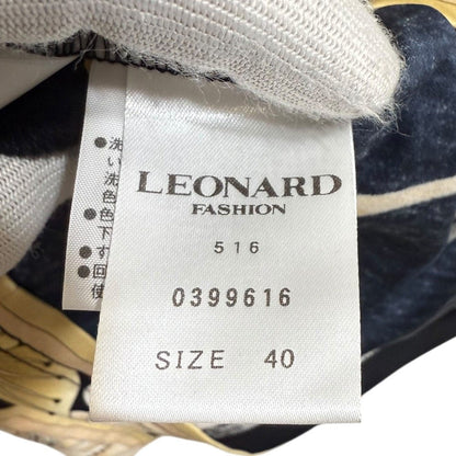 LEONARD FASHION フラワープリント ラインストーン プルオーバーブラウス