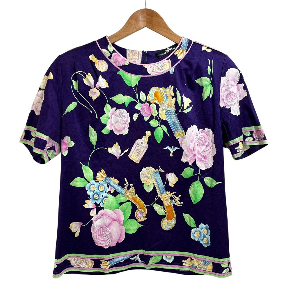 LEONARD FASHION ローズプリント コットン プルオーバーブラウス
