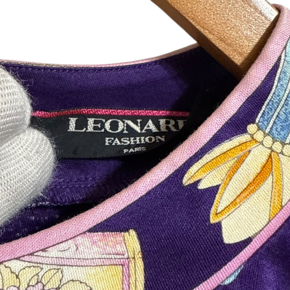 LEONARD FASHION ローズプリント コットン プルオーバーブラウス