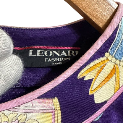 LEONARD FASHION ローズプリント コットン プルオーバーブラウス