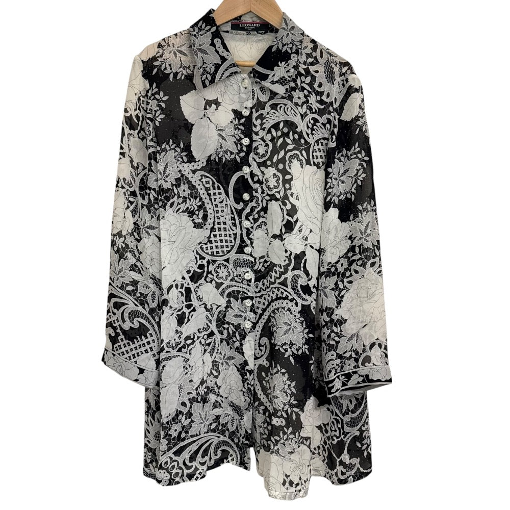 LEONARD FASHION シルク シアー チュニック ブラウス