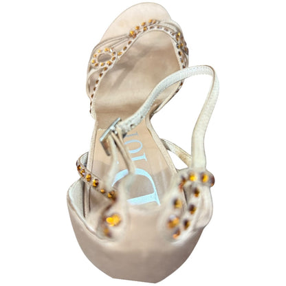 クリスチャン ディオール サテン ラインストーン サンダル