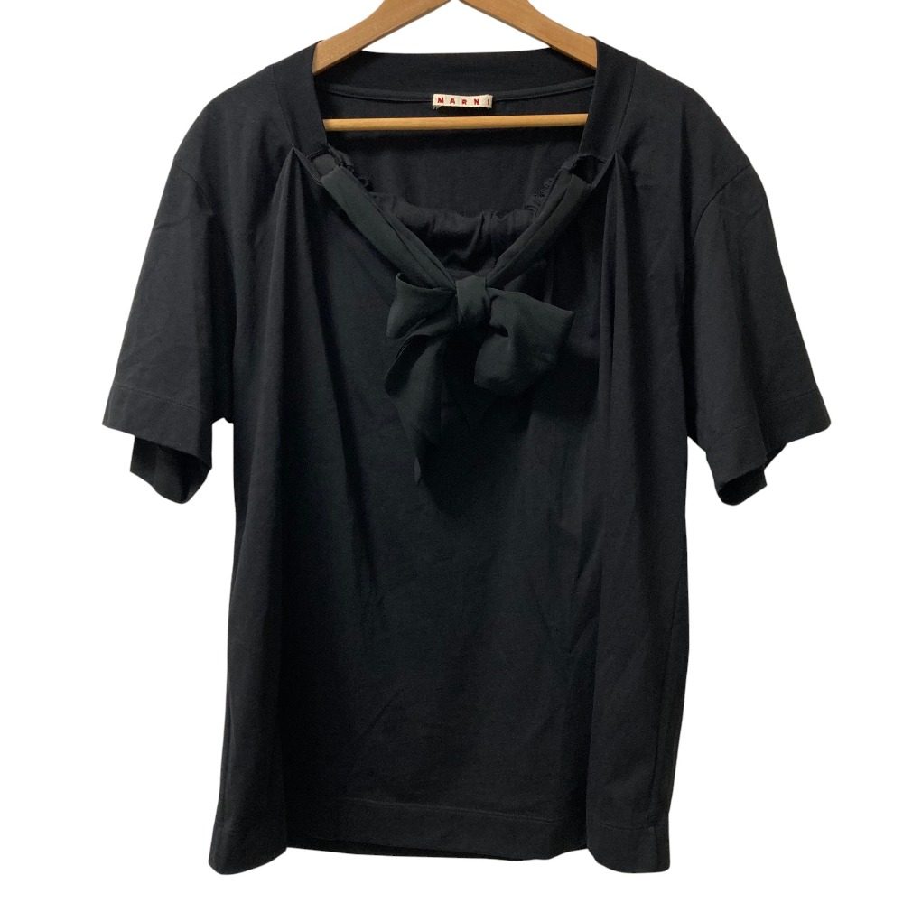 マルニ 襟リボン半袖Tシャツ