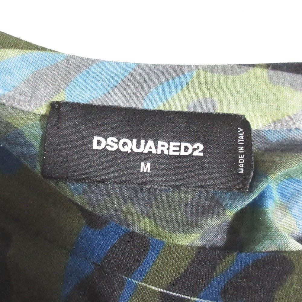 ディースクエアード レオパードカモフラージュコットンTシャツ