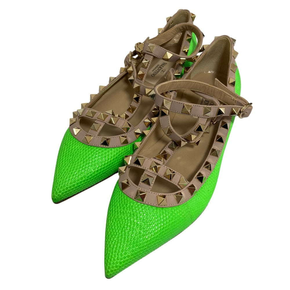ヴァレンティノガラヴァーニ ロックスタッズ レザーフラットシューズ