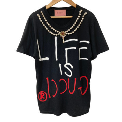 グッチ ゴースト パール装飾 プリントTシャツ