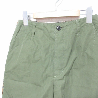 CS エコファー レオパード柄切替クロップドパンツ