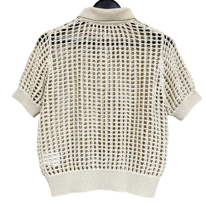 ハイク CROCHETED POLO SWEATER ニットポロシャツ