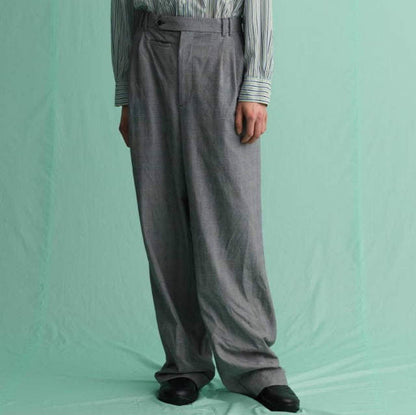 マンド GLEN CHECK TUCK WIDE PANTS ポリエステルレーヨンパンツ