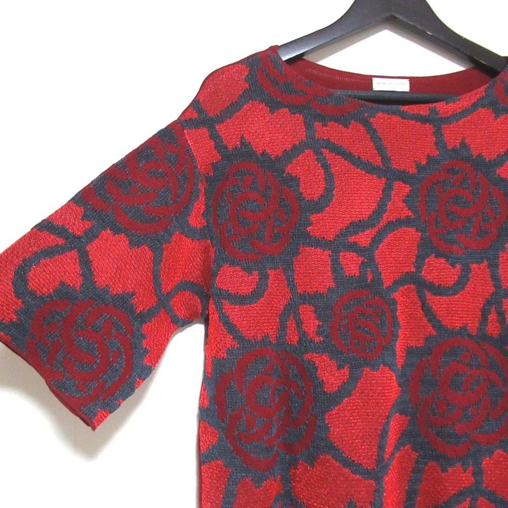 Dries Van Noten ローズ柄ニット半袖セーター