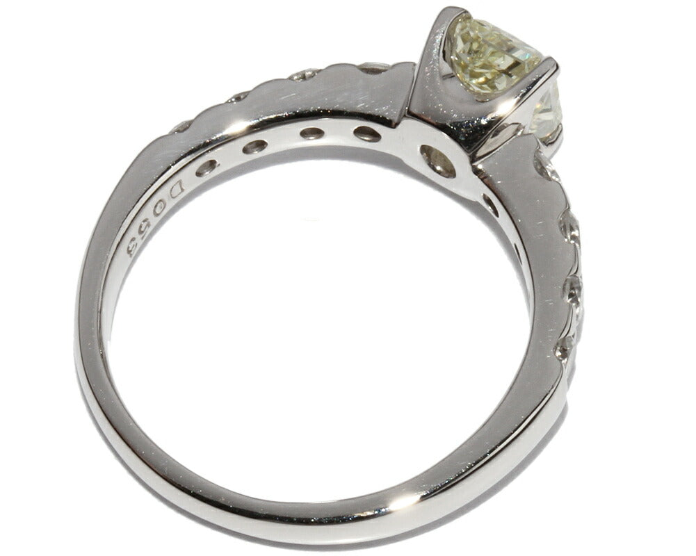 Pt900 プラチナ ダイヤモンド リング 1.013ct ライト イエロー-SI1-ミディアム ブルー