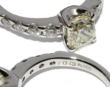 Pt900 プラチナ ダイヤモンド リング 1.013ct ライト イエロー-SI1-ミディアム ブルー