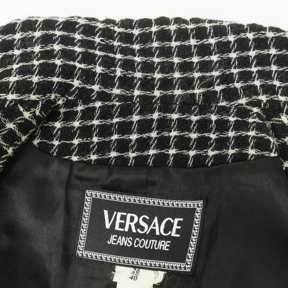 ヴェルサーチ ジーンズ ウール チェック ジャケット