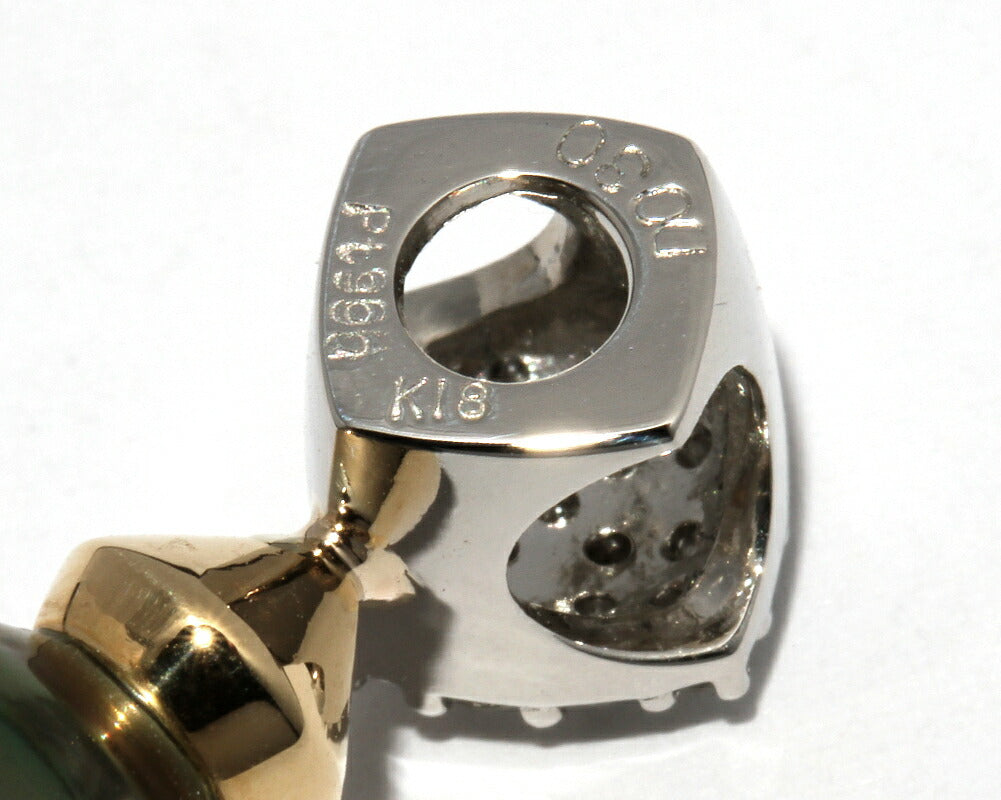 Pt900 K18YG バロックパール ペンダント 12.9mm ダイヤ 0.30ct