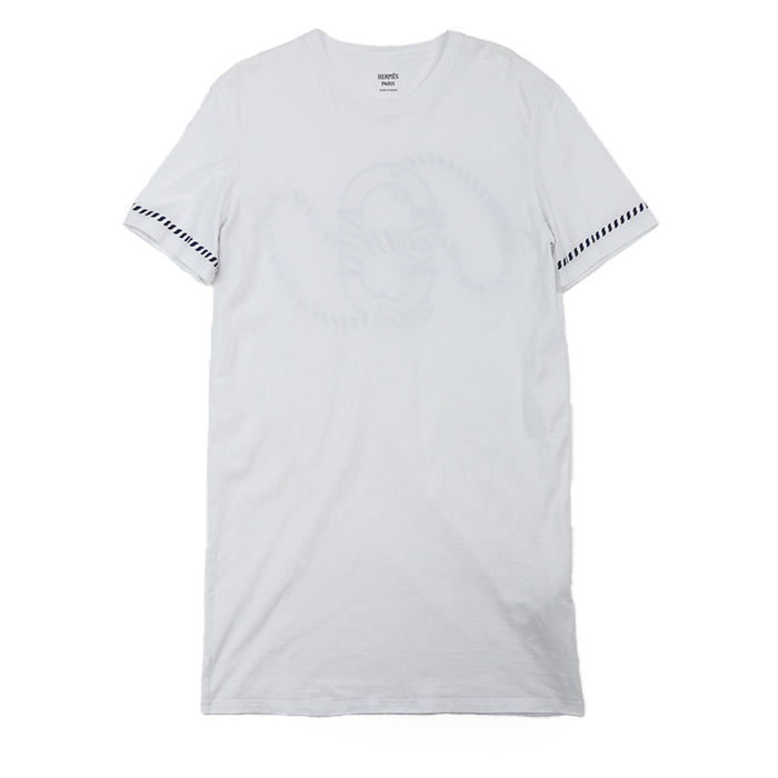 エルメス カヌー プリント Tシャツ ドレス ホワイト