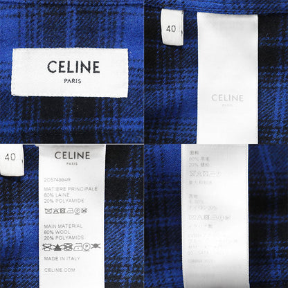 セリーヌ CELINE PARIS フランネル ウール 長袖 シャツ