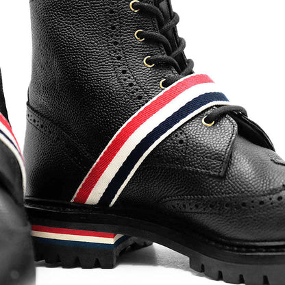 Thom Browne トリコロール レザー ウィングチップ ブーツ