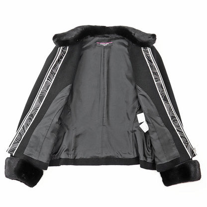 LEONARD FASHION PARIS カシミヤ レザー ジャケット