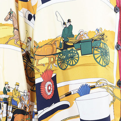 エルメス 馬車とハット シルクシャツ