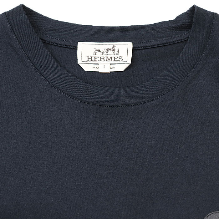 エルメス 半袖Tシャツ ラムレザー ワッペン コットン Tシャツ S